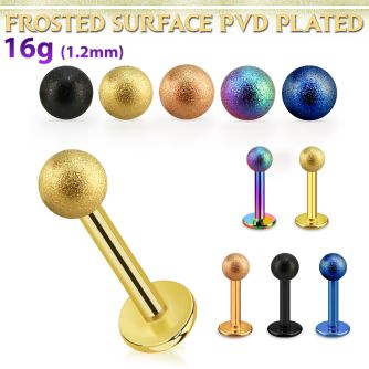 lbtfo3 anodized 316l steel labret with a 3mm frosted steel ball
