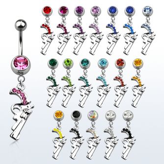 mcd358 piercing ombligo acero quirurgico bola joya bisel 5mm pistola cristal 10mm venta