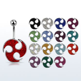 mcd371 piercing ombligo acero quirurgico remolinos triskelion cristal ferido la esta plata mayorista