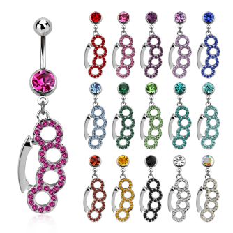 mcd431 piercing ombligo acero quirurgico bola joya bisel 8mm puno americano cristal colgado 10mm mayorista