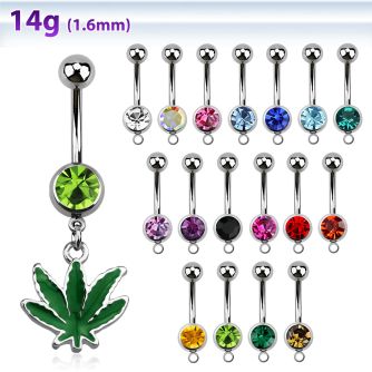 mcd432 steel belly banana w dangling green marihuana leaf