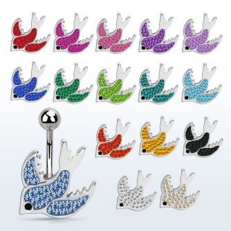 mcd453 piercing ombligo acero quirurgico paloma cristal ferido inferior al por mayor