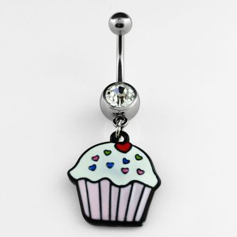 mcd456 piercing ombligo acero quirurgico bola joya bisel 8mm cupcake pintado colgado 10mm distribuidor mayorista