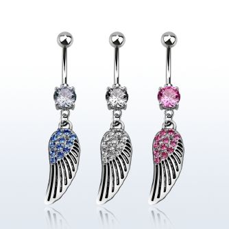 mcd607 piercing ombligo acero quirurgico bola joya bisel 8mm ala pajaro 10mm distribuidor