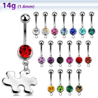 mcd615 piercing ombligo acero quirurgico bola joya bisel 8mm conciencia autismo pieza puzzle 10mm mayorista