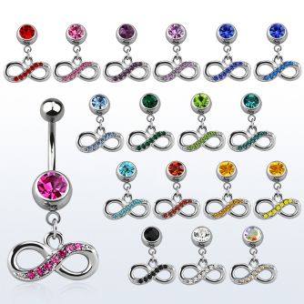 mcd617 piercing ombligo acero quirurgico bola joya bisel 8mm infinito cristal colgado 10mm distribuidor mayorista