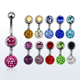 mcd626 piercing ombligo acero quirurgico bola joya bisel 8mm bola 8mm multi cristal ferido venta
