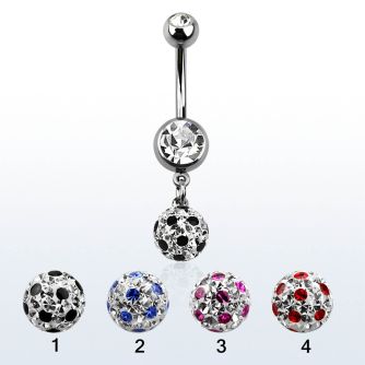 mcd626xa 316l steel belly banana w 2 jewel ball dotted ball