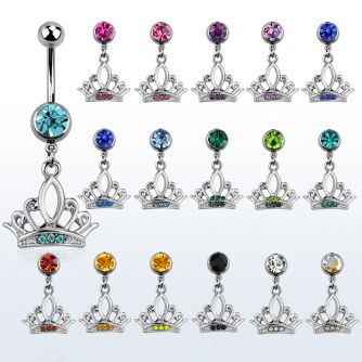 mcd649 piercing ombligo acero quirurgico bola joya bisel 8mm corona cristal 10mm al por mayor