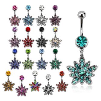 mcd692d steel belly banana w lower crystal studded flower 