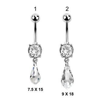 mcd712 piercing ombligo acero quirurgico zirconia 8mm elegante cristal gota larga colgado mayorista