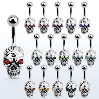 mcd753c piercing ombligo acero quirurgico calavera moldeada ojos cristal distribuidor