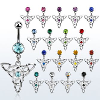 mcd759 banana ombligo acero quirurgico bola joya bisel 8mm nudo celta colgado cristal plata al por mayor