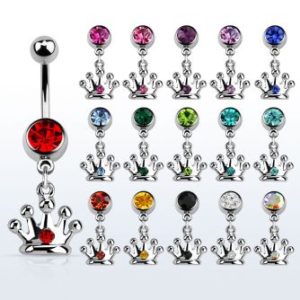 mcdcr2 piercing ombligo acero quirurgico bola joya bisel 8mm corona unico cristal 10mm distribuidor