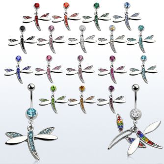 mcddgc piercing ombligo acero quirurgico bola joya bisel 8mm libelula cristal 10mm distribuidor mayorista