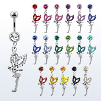 mcdfy piercing ombligo acero quirurgico bola joya bisel 8mm hada haciendo reverencia cristal las alas 10mm distribuidor mayorista