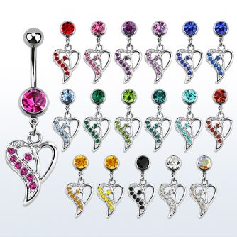 mcdhrc2 piercing ombligo acero quirurgico bola joya bisel 8mm corazon colgado cristal lado 10mm distribuidor