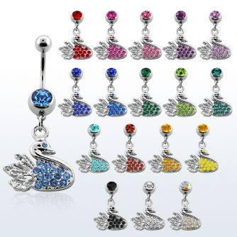 mcdsw piercing ombligo acero quirurgico bola joya bisel 8mm cisne multi cristal colgado 10mm distribuidor