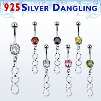 mcdvd31 piercing ombligo acero 316l zirconia redonda 8mm colgante remolino plata esterlina distribuidor