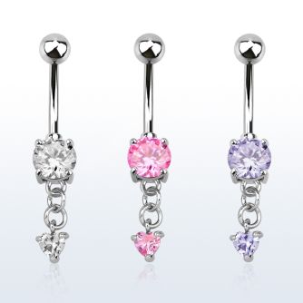 mcdz337 piercing ombligo acero quirurgico zirconia corazon 6mm corazon zirconia colgado 10mm al por mayor