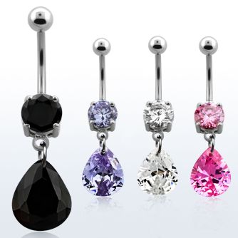 mcdz409 316l steel belly banana with round prong cz pear cz
