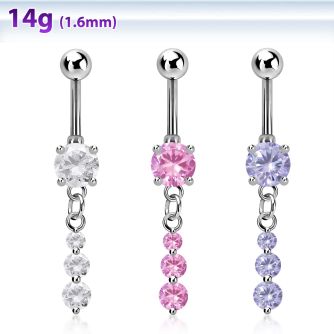 mcdz418 steel belly banana w dangling triple cz chains