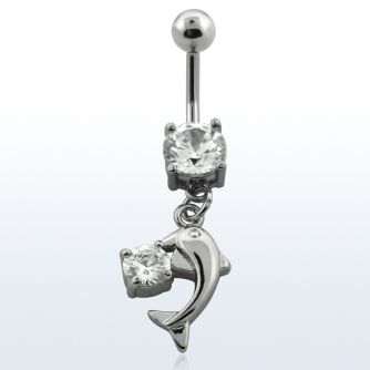 mcdz7x piercing ombligo acero quirurgico zirconia 8mm delfin colgado zirconia redonda 10mm mayorista