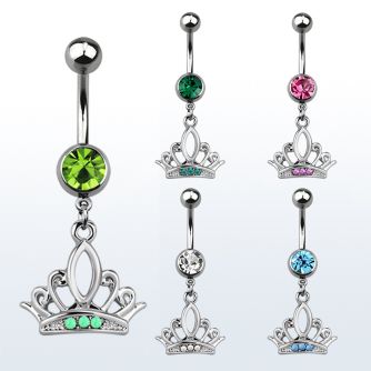 mcop649 piercing ombligo acero quirurgico bola joya bisel 8mm corona opalos sinteticos 10mm mayorista