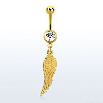 mdk584x piercing ombligo acero 316l pvd dorado bola lisa 5mm bola joya 8mm ala pajaro dorada 10mm distribuidor mayorista