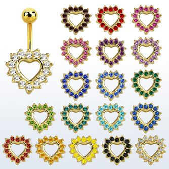 mdk708 anodized 316l steel belly banana w a big crystal heart