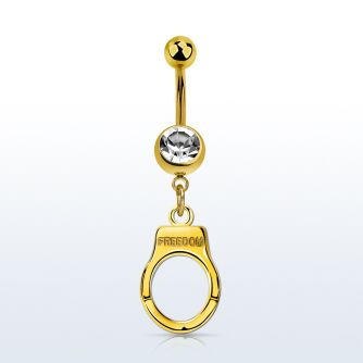 mdk765 piercing ombligo acero 316l pvd dorado bola joya 8mm colgante esposas distribuidor