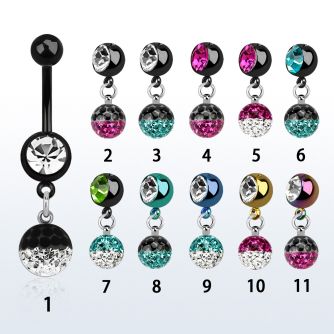 mdkfr8e piercing ombligo acero quirurgico pvd bola lisa 5mm bola 8mm joya 8mm multi cristal ferido colores 10mm distribuidor mayorista
