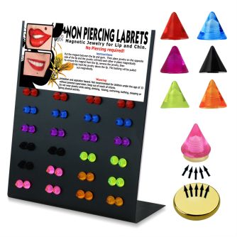 mg101 display 48 piercings labret falsos acrilicos magneticos 5mm cono distribuidor mayorista