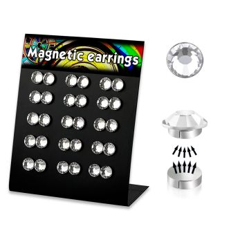 mg85 board of 8mm round crystal magnetic earrings in colors