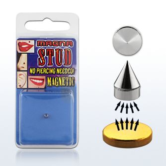 mgc4 piercing magnetico cono acero quirurgico brillo espejo 4mm base magnetica color dorado 8mm 1 pieza mayorista