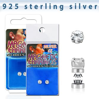 mgcz3 par piercings oreja magneticos plata zirconia clara redonda 3mm distribuidor mayorista