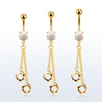 mgo652 piercing ombligo acero 316l pvd dorado opalo redondo colgante esposas distribuidor