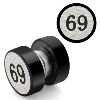 mpls10 black 316l steel magnetic fake plug with 69 logo