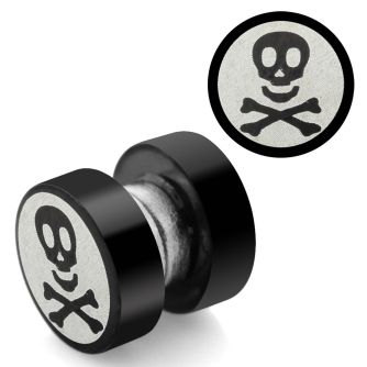mpls2 plug falso magnetico acero 316l anodizado negro logo calavera grabado laser 8mm mayorista