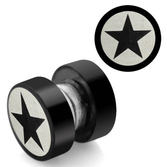 mpls5 plug falso magnetico acero 316l anodizado negro logo estrella grabado laser 8mm distribuidor