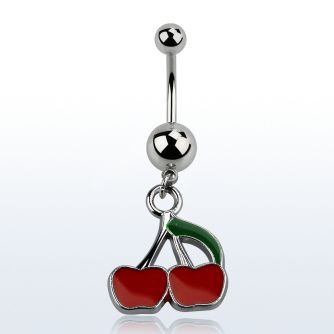 msd382 piercing ombligo acero quirurgico bolas acero liso 5 8mm par cerezas rojas pintadas s distribuidor