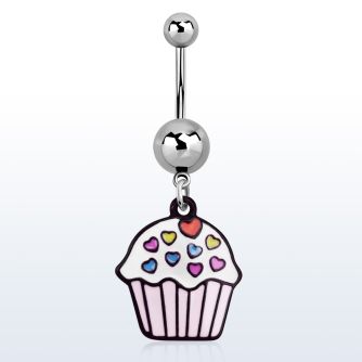 msd456 piercing ombligo acero quirurgico bolas acero liso 5 8mm cupcake pintado colgado distribuidor