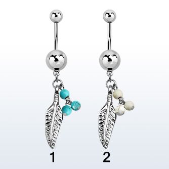 msd601b piercing ombligo acero quirurgico bolas acero liso 5 8mm pluma 3 bolas falsas turquesas 10mm mayorista