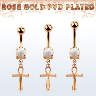 msd769 al por mayor piercing ombligo acero quirurgico bola acero 5 & 8mm liso colgante cruz ankh plata distribuidor mayorista