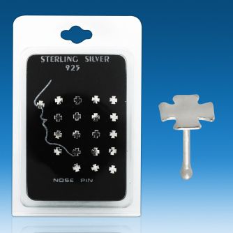 nbcopk caja display 20 piercing nariz hueso plata esterlina 925 0 6mm cruz plata lisa venta