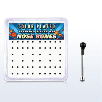 nbkbbx1 caja display 52 piercing nariz hueso plata 925 0 6mm bola 1mm negro distribuidor mayorista