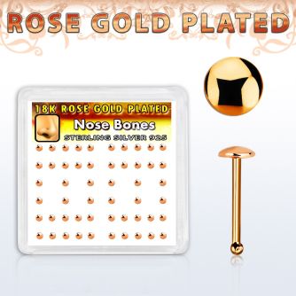 nbmx3rs box w 52 rose gold plated silver nose bones 2mm flat top