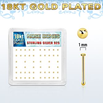 nbmx5rg silver nose bones w 18k gold plating 1mm flat tops
