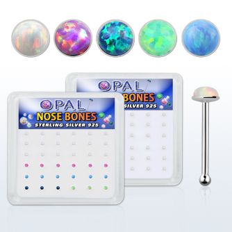 nbo15 caja 36 piercing nariz hueso plata 925 0 6mm opalos sinteticos redondos 1 5mm venta