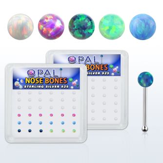 nbo2h piercing nariz hueso plata 925 0 6mm opalos sinteticos bola 2mm al por mayor